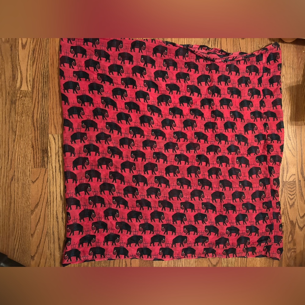 Lulla Collection by Bindya Pink & Black Elephant Novelty Print Infinity Scarf